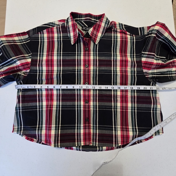 J. Crew Étienne Cropped Shirt Stewart Tartan Cotton Poplin Plaid Women's S NWT - Picture 5 of 11